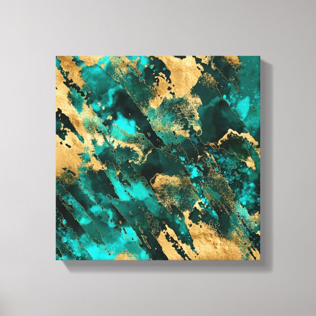 Emerald Green and Gold abstract Canvas Print (Front)