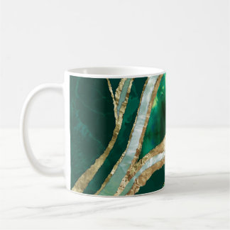 Emerald Green and Gold abstract Coffee Mug
