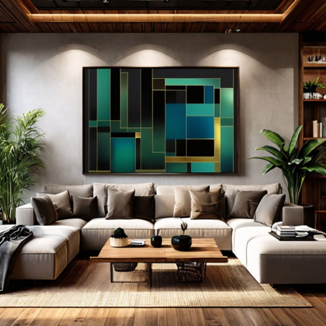 Emerald Green and Gold Abstract Geometric Canvas Print (Creator Uploaded)
