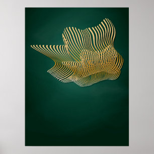 Emerald Green and Gold Abstract Wall Art