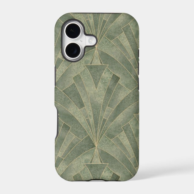 Emerald Green and Gold Art Deco Pattern (Back)
