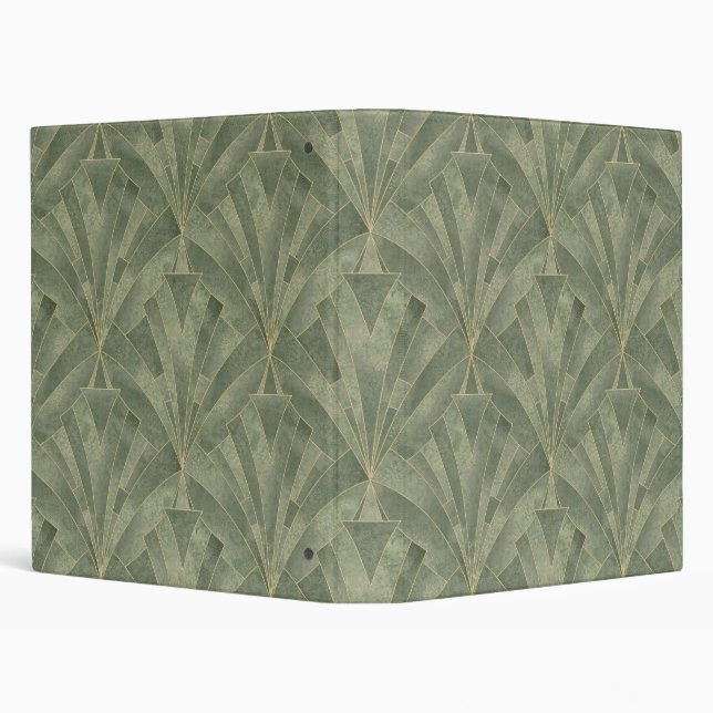 Emerald Green and Gold Art Deco Pattern Binder (Background)