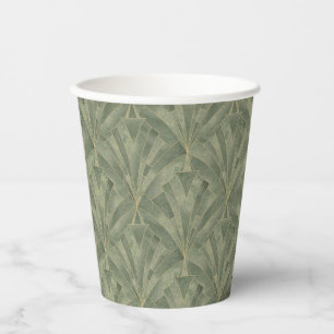 Emerald Green and Gold Art Deco Pattern Paper Cups