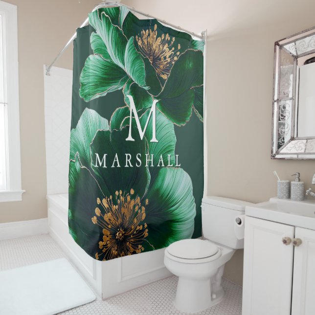 Emerald Green And Gold Floral Monogram Elegant (In Situ)