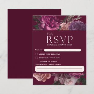  Emerald Green and gold Floral Wedding RSVP Card