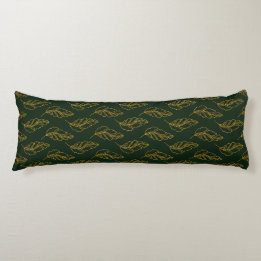 Emerald Green and Gold Leaf Body Pillow