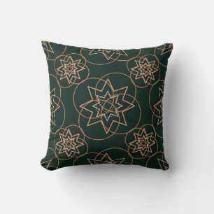 Emerald Green and Gold Mandala Throw Pillow