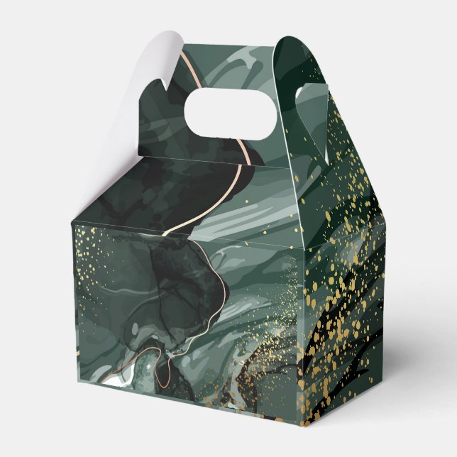 Emerald Green and Gold Marble, Marble Background Favor Box (Front Side)