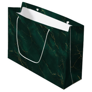 Emerald Green and Gold Marble Texture Luxury Large Gift Bag