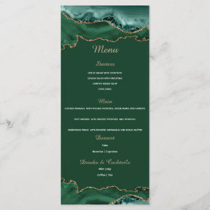 Emerald Green and Gold Menu Card