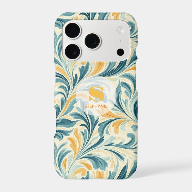 Emerald Green and Gold Paisley Leaf Pattern (Back)