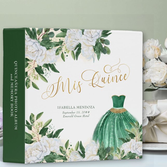 Emerald Green and Gold Princess Mis Quince Album Binder (Creator Uploaded)