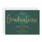 Emerald Green And Gold Script Graduation Party