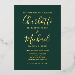 Emerald Green And Gold Script Wedding Gold