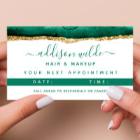 Emerald Green And Gold Watercolor Appointment Card