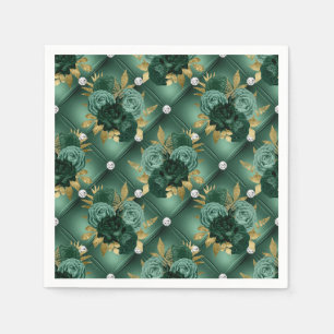Emerald Green and Gold Wedding  Napkin