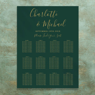 Emerald Green And Gold Wedding Seating Chart