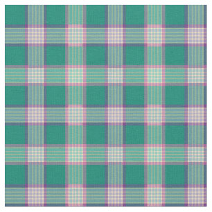 Emerald Green and Purple Fashion Plaid Fabric