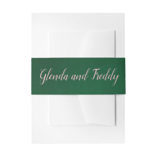 Emerald Green and Rose Gold Wedding Belly Band Invitation Belly Band