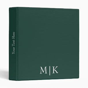 Emerald Green and White   Modern Monogram Binder