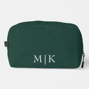 Emerald Green and White Modern Monogram Dopp Kit