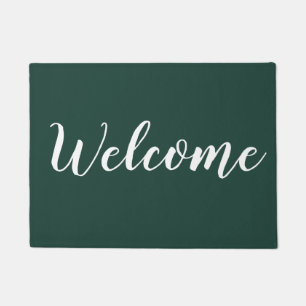 Emerald Green And White Modern  Outdoor Welcome   Doormat