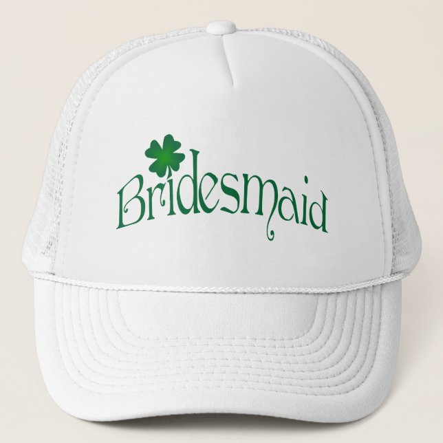 Emerald Green and White Shamrock Bridesmaid Cap (Front)