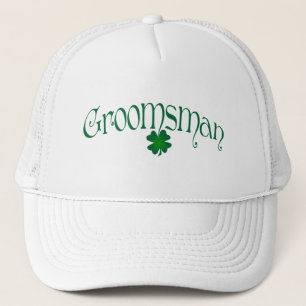 Emerald Green and White Shamrock Groomsman Cap