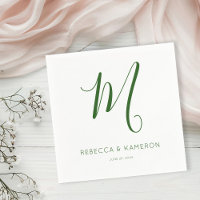 Emerald Green and White Simple Elegant | Monogram