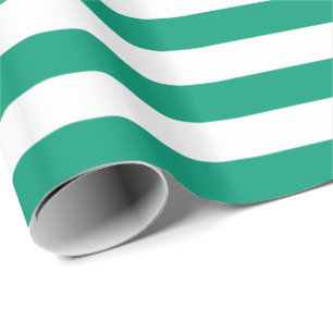 Emerald Green and White Stripe Wrapping Paper