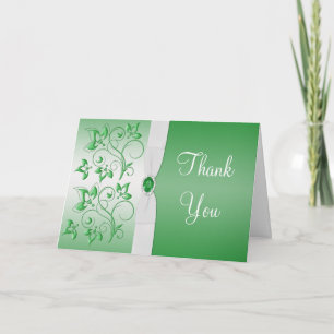 Emerald Green and White Thank You Card