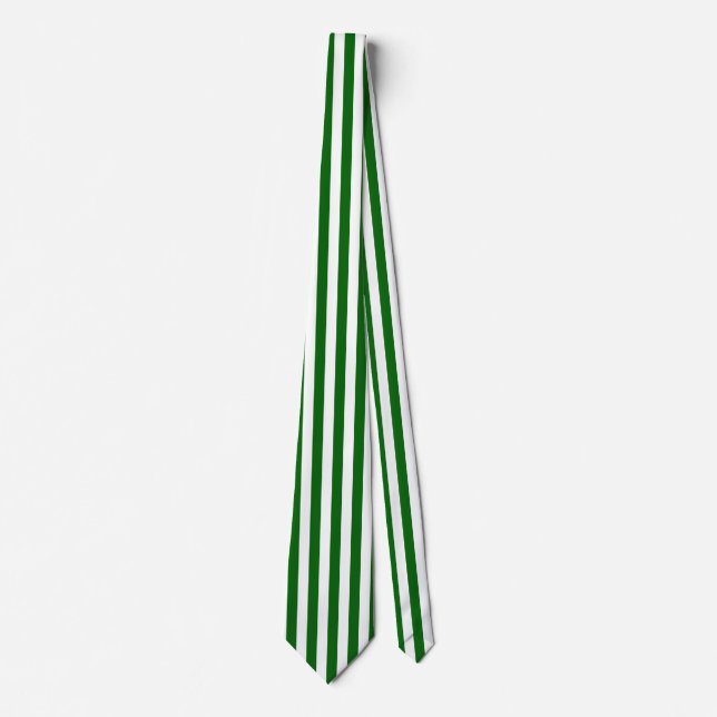 Emerald Green and White Vertical Stripes Tie (Front)