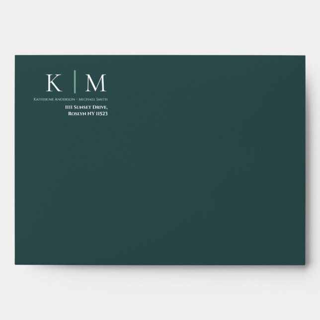 Emerald Green and White-Wedding- Envelope (Front)