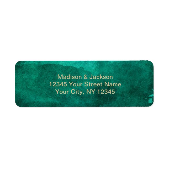Emerald Green Aquarelle & Gold Adresse de retour (Devant)
