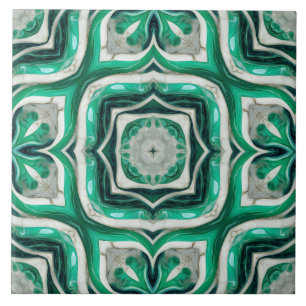 Emerald Green Arabesque Pattern Tile