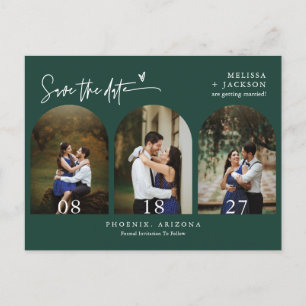 Emerald Green Arch Photo QR Code Save the Date Postcard