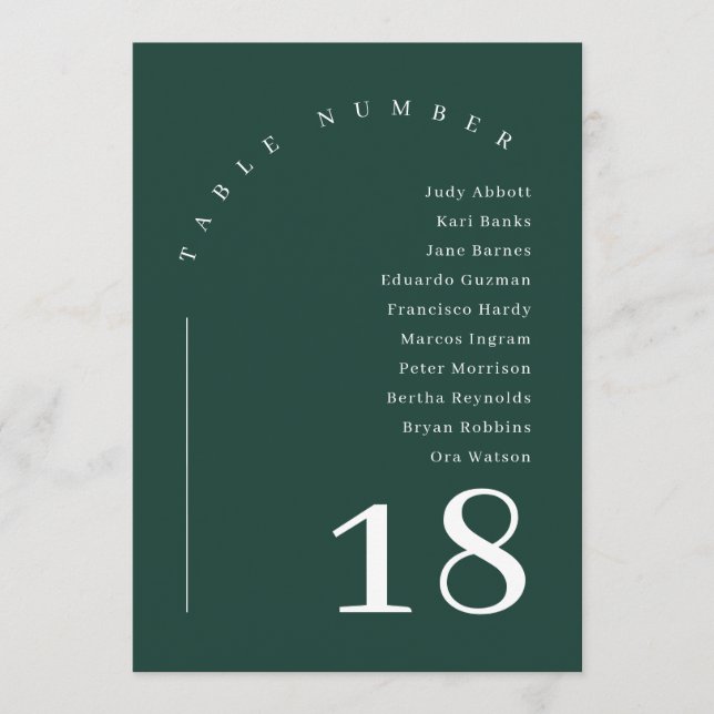 Emerald Green Arch Wedding Seating Chart Table  Invitation (Front)
