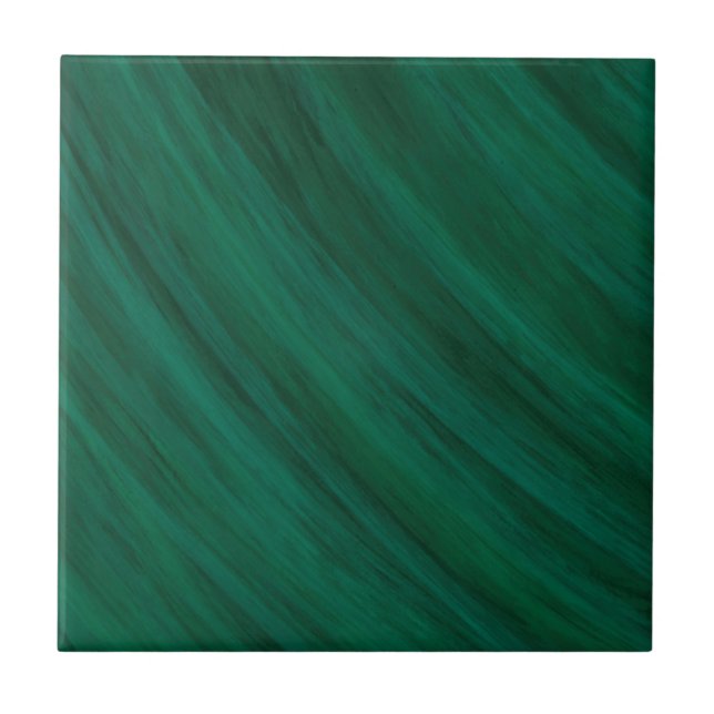 Emerald Green Artistic Brushstrokes Stripes Tile (Front)
