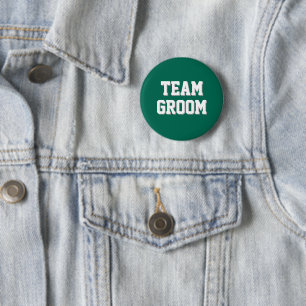 Emerald Green Athletic Letters Team Groom 2 Inch Round Button