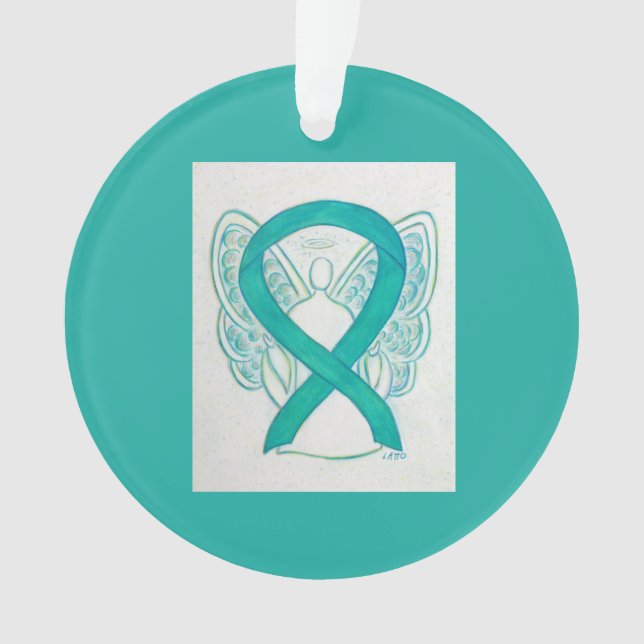 Emerald Green Awareness Ribbon Angel Ornaments (Front)
