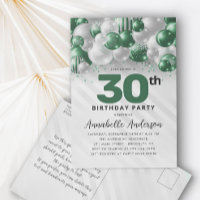 Emerald Green Balloon Glitter Any Age Birthday 
