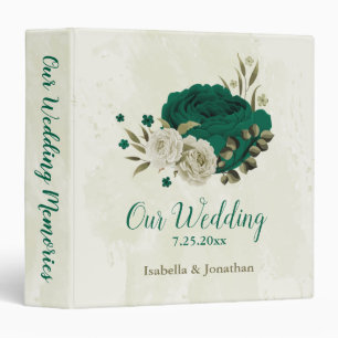 emerald green beige flowers wedding photo album binder