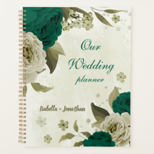 emerald green beige flowers wedding planner