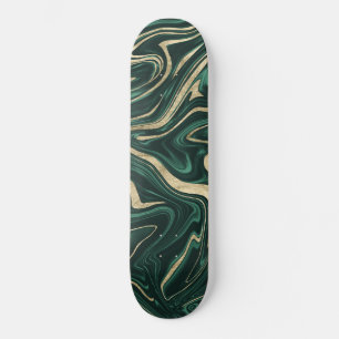 Emerald Green Black Gold Marble #1 #decor #art Skateboard