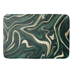 Emerald Green Black Gold Marble #3 (Faux Foil)   Bath Mat