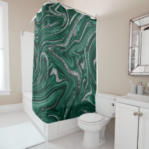Emerald Green Black Silver Glitter Marble #1