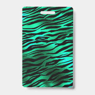 Emerald Green Black Tiger Stripes Wild Animals Badge