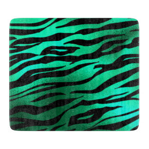 Emerald Green Black Tiger Stripes Wild Animals Cutting Board