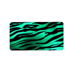 Emerald Green Black Tiger Stripes Wild Animals Label