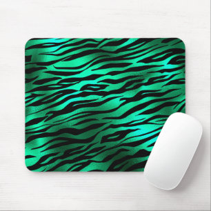 Emerald Green Black Tiger Stripes Wild Animals Mouse Pad